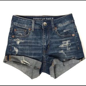 AE ripped jean shorts